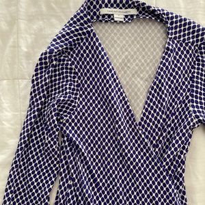 DVF Purple & White Wrap Dress size 8